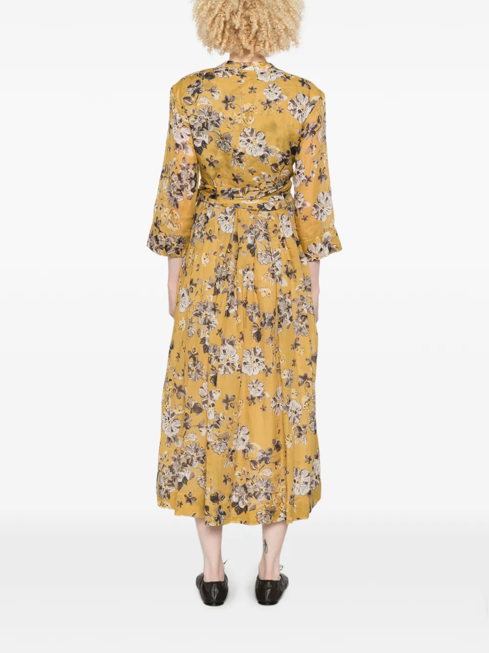 'S Max Mara Jurk met bloemenprint Geel
