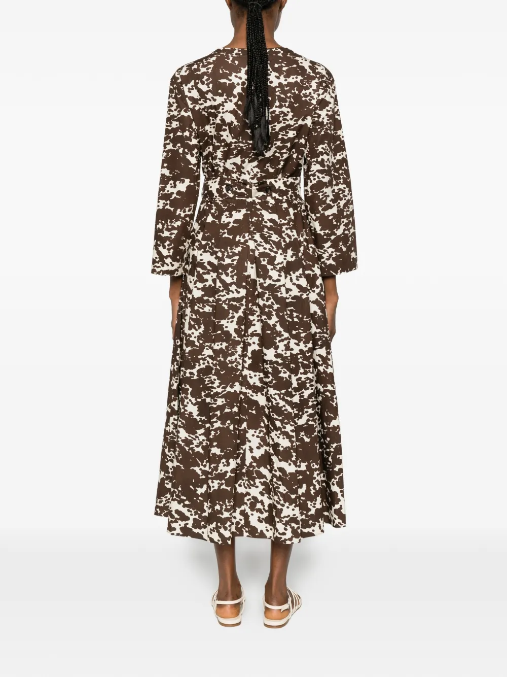 'S Max Mara Midi-jurk met ceintuur en koeien-print Bruin