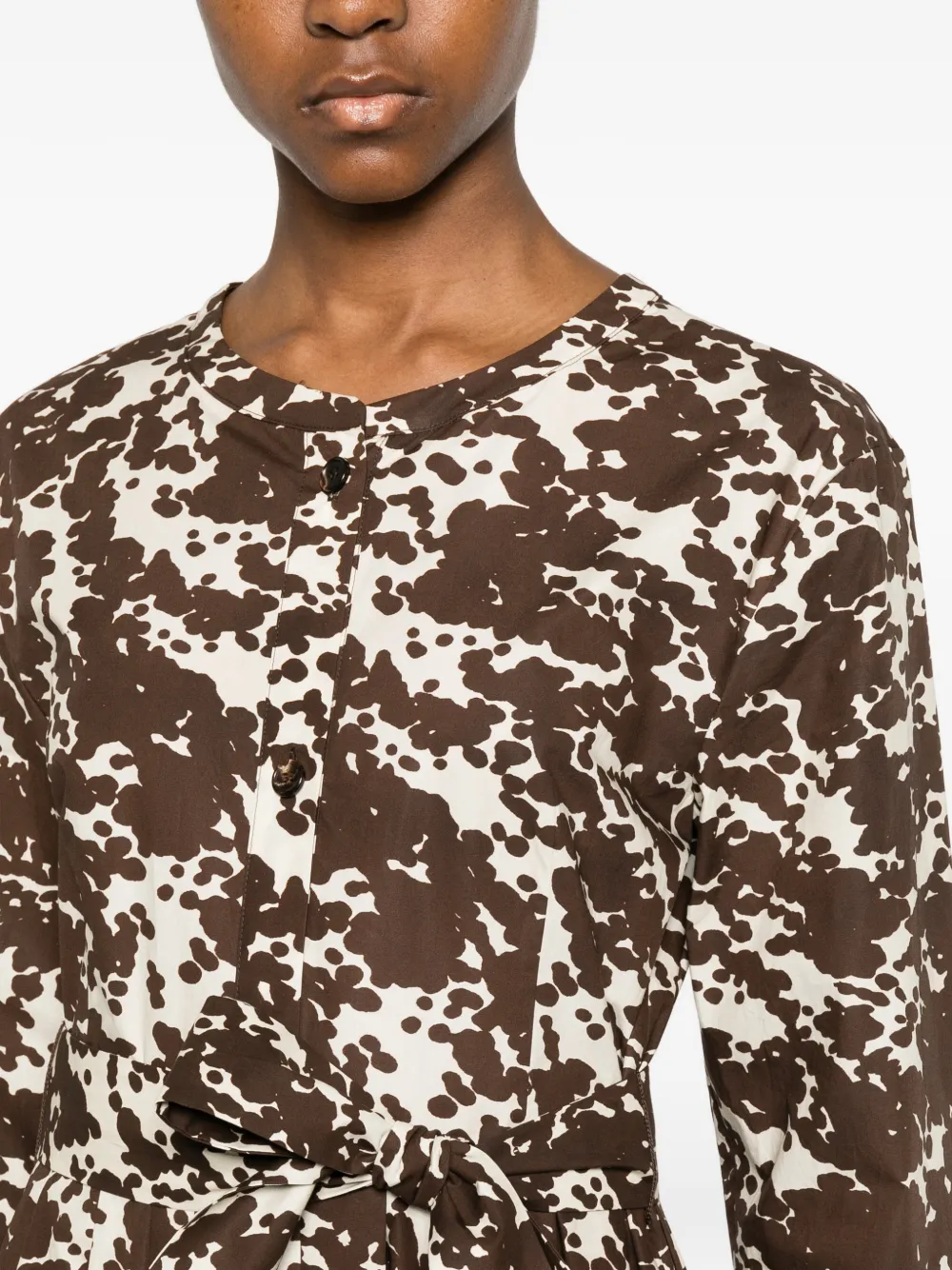 'S Max Mara Midi-jurk met ceintuur en koeien-print Bruin
