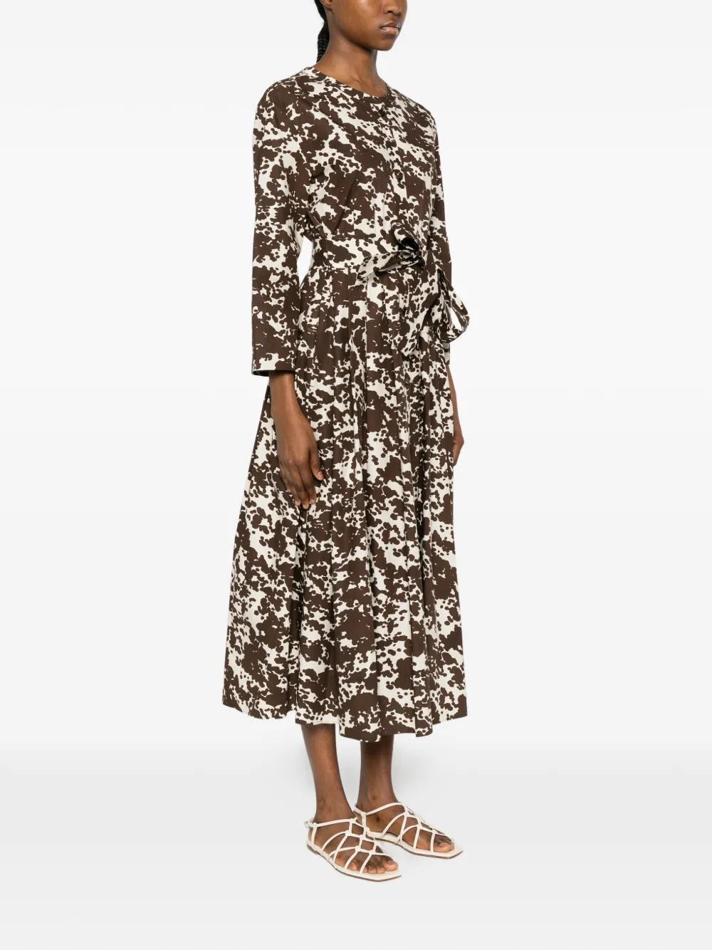 'S Max Mara Midi-jurk met ceintuur en koeien-print Bruin