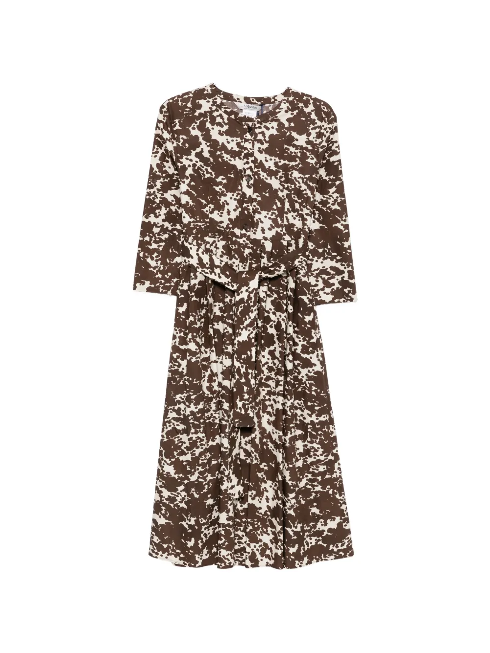 'S Max Mara cow-print belted midi dress - Marrone