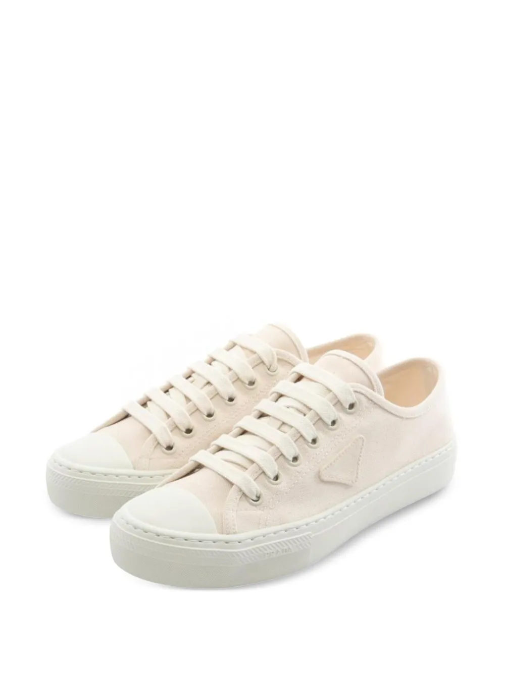 Prada Pre-Owned 2020s triangle-logo canvas sneakers - Nude