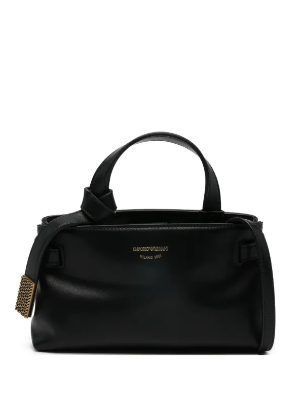 Emporio Armani Knot Detail Handle Tote Bag in Black
