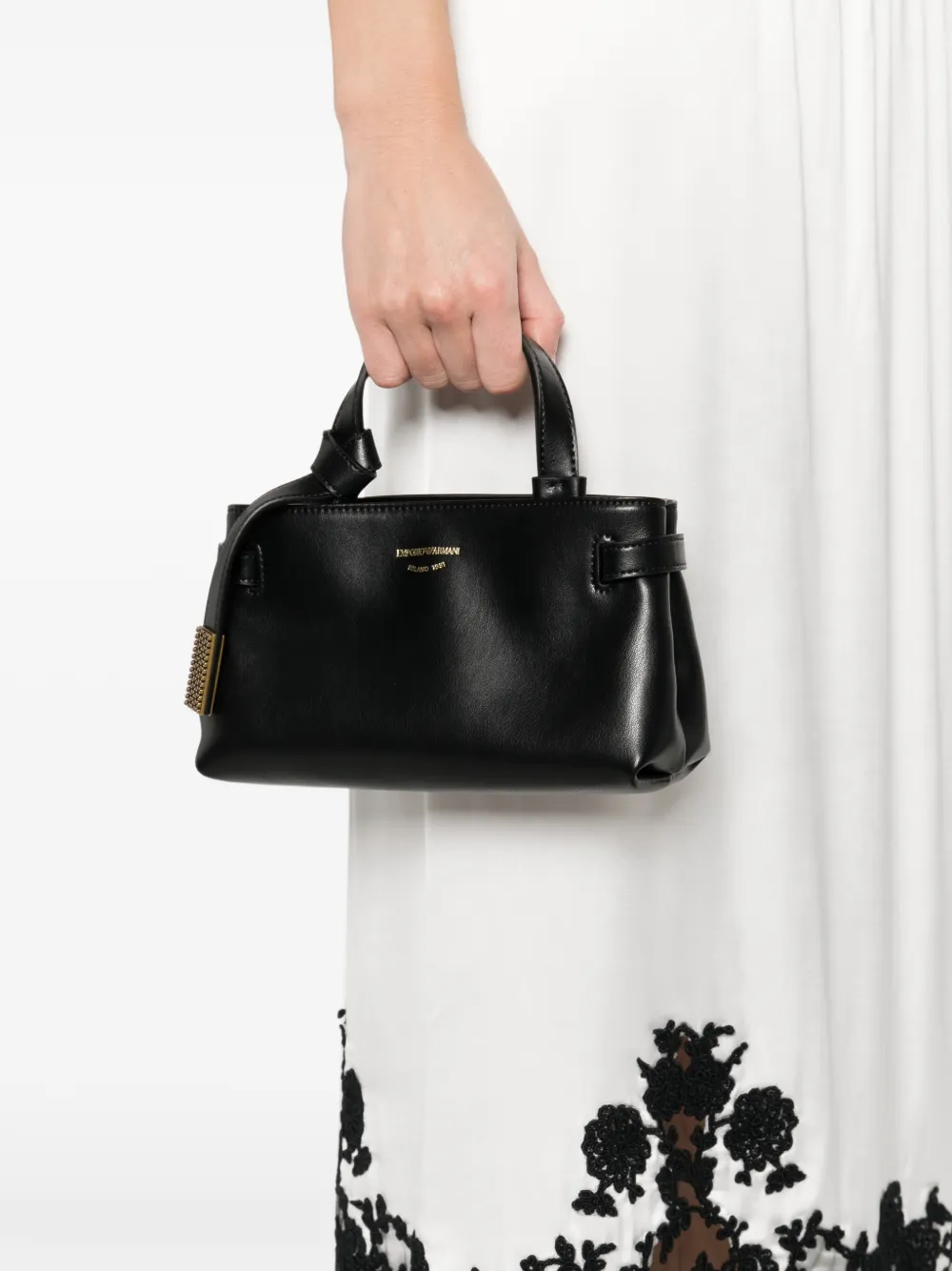 Emporio Armani Knot Detail Handle Tote Bag - Black 