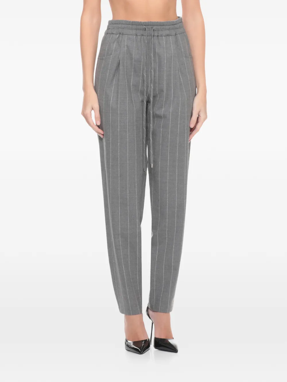  Antonelli Pinstripe-pattern Drawstring-waistband Trousers - Grey 