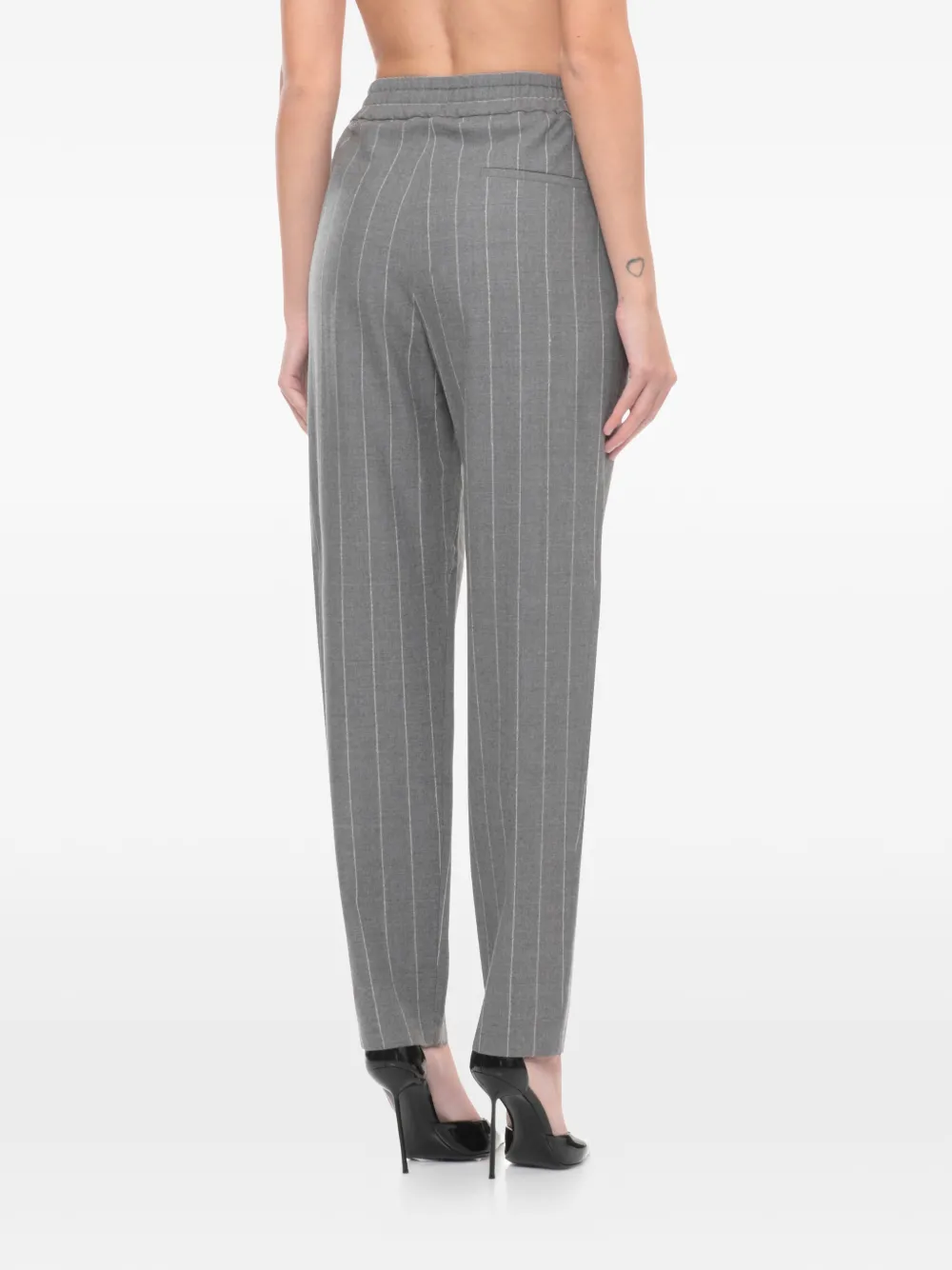  Antonelli Pinstripe-pattern Drawstring-waistband Trousers - Grey 