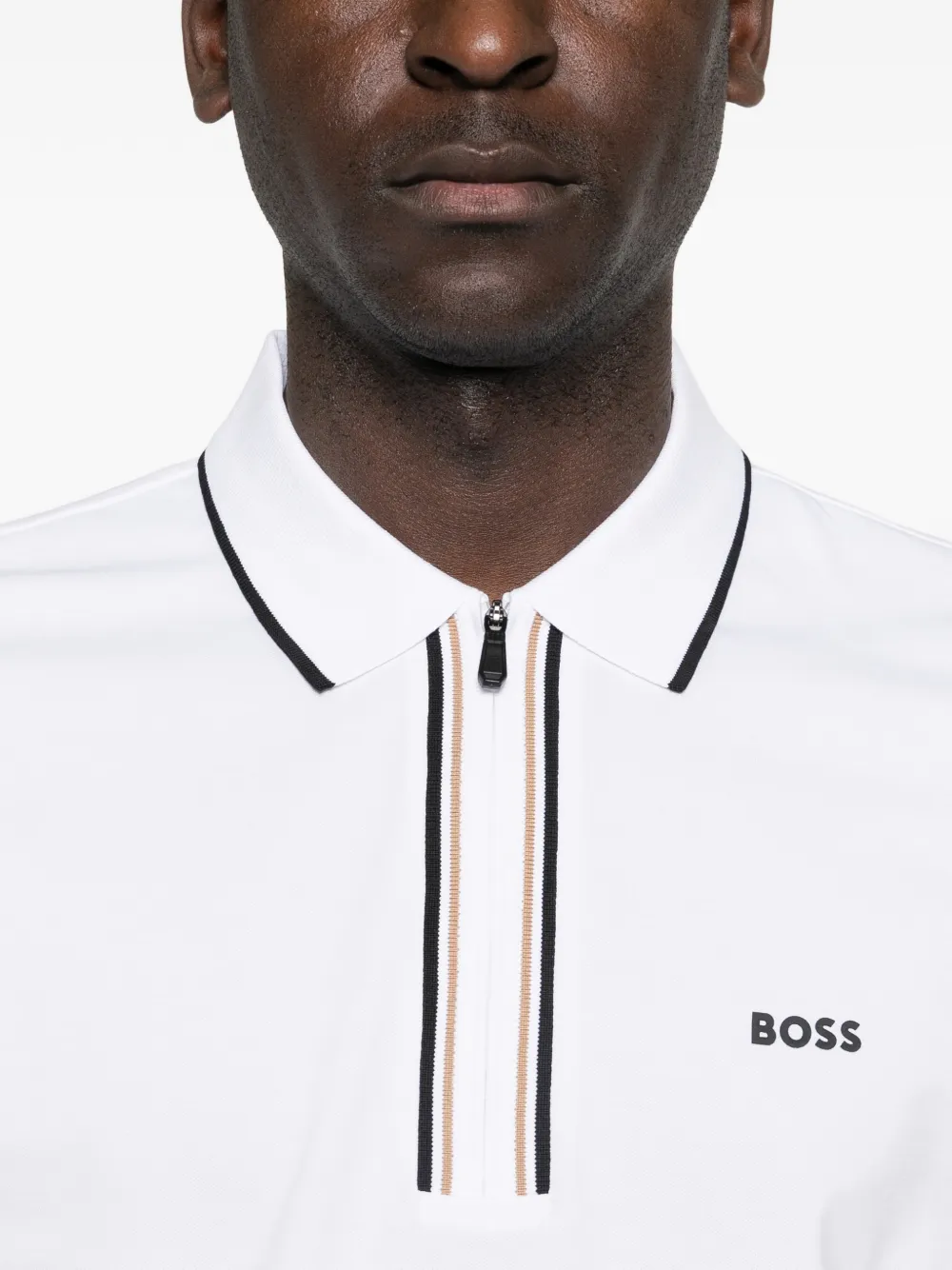 BOSS Poloshirt met ritskraag Wit