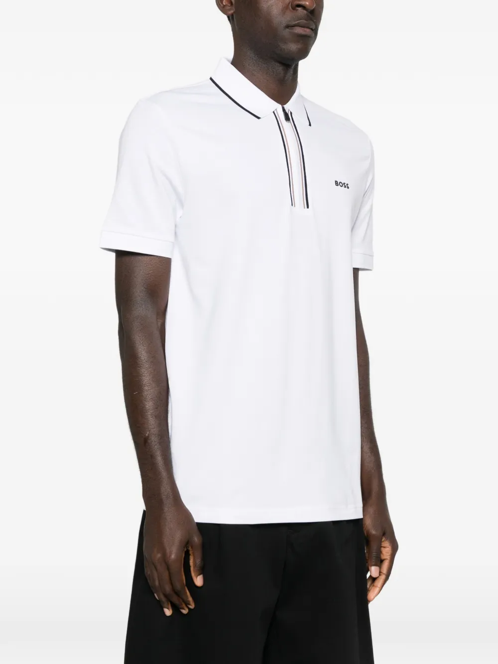 BOSS Poloshirt met ritskraag Wit