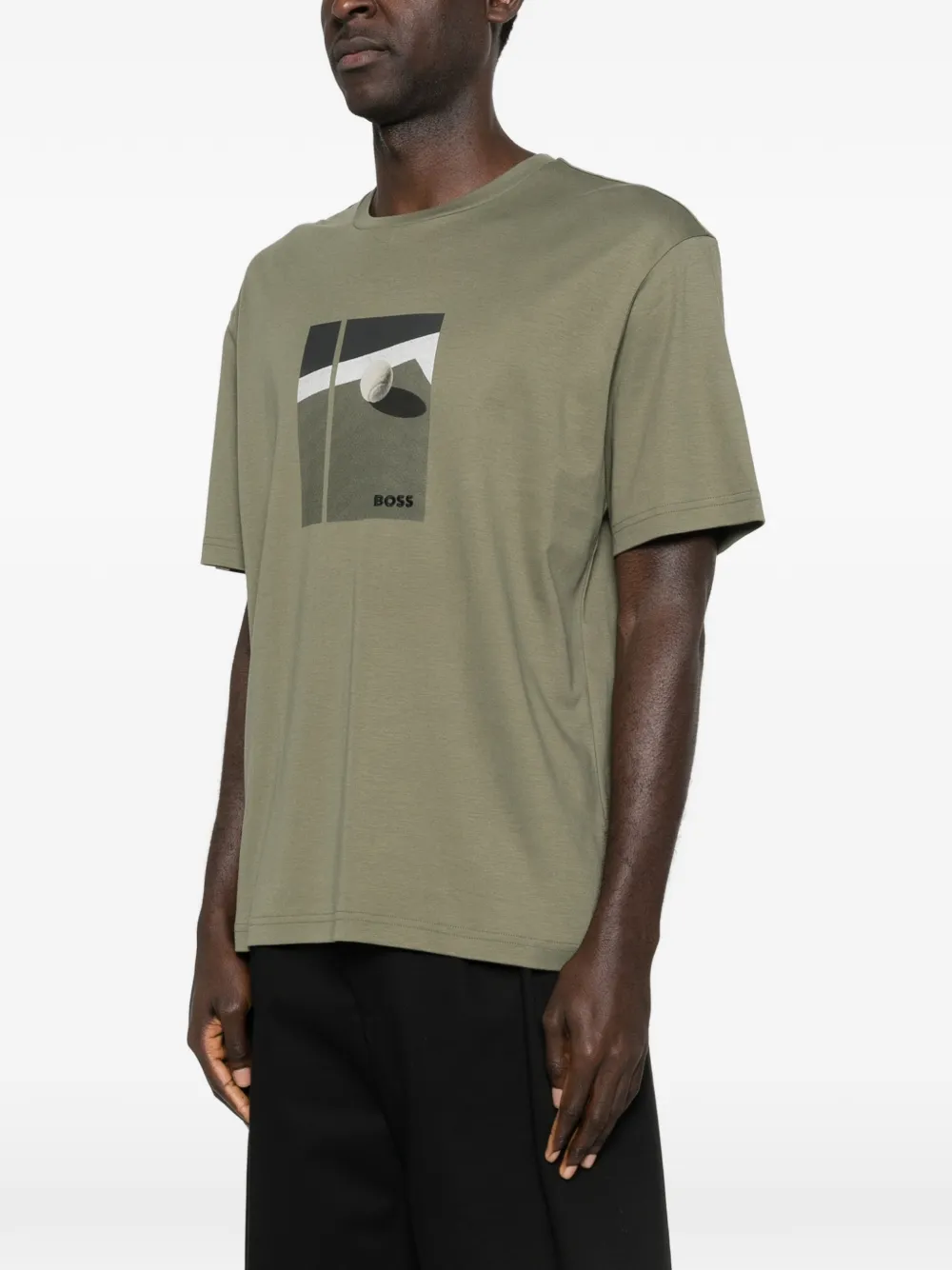 BOSS T-shirt met grafische print Groen