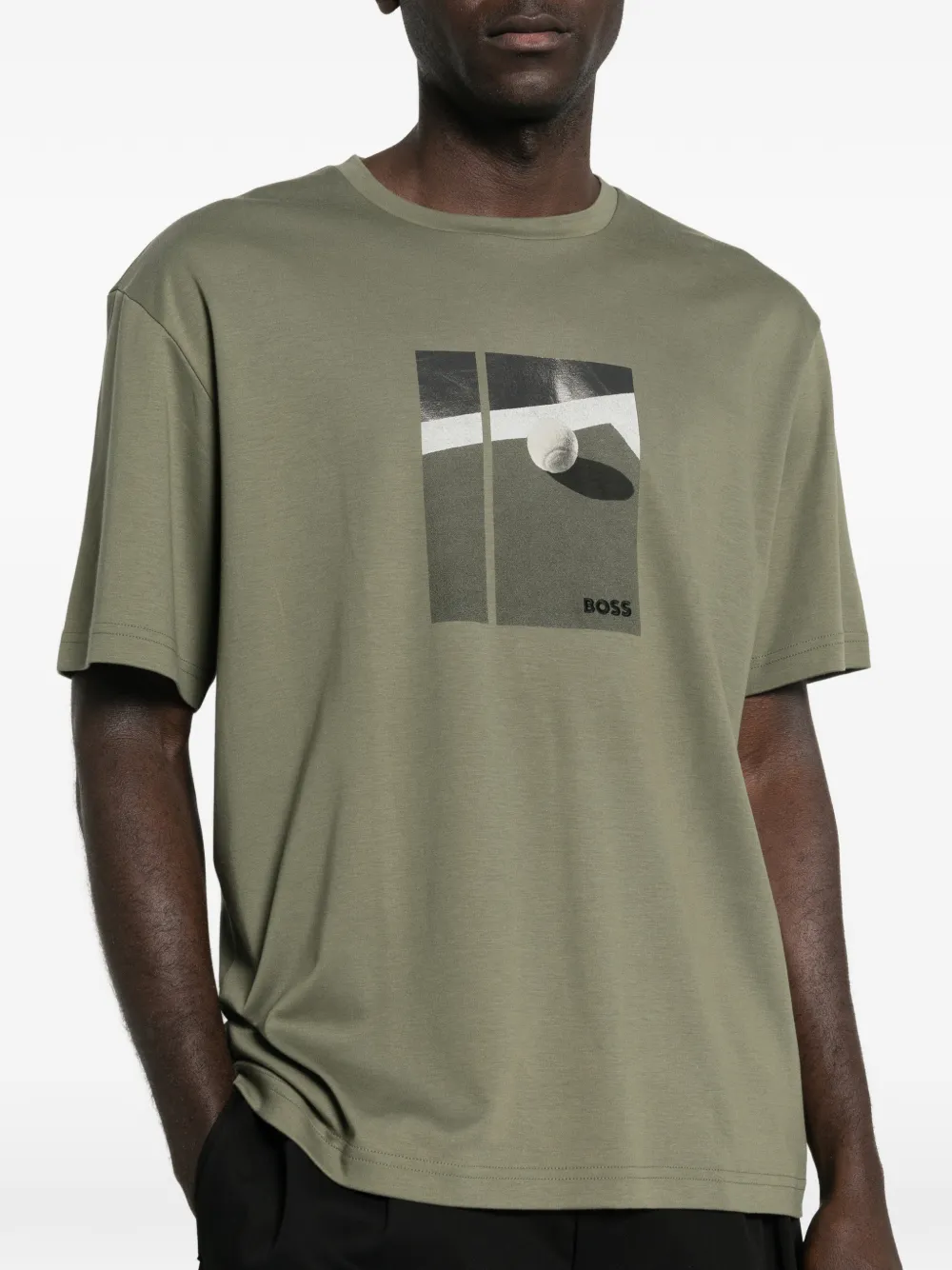BOSS T-shirt met grafische print Groen