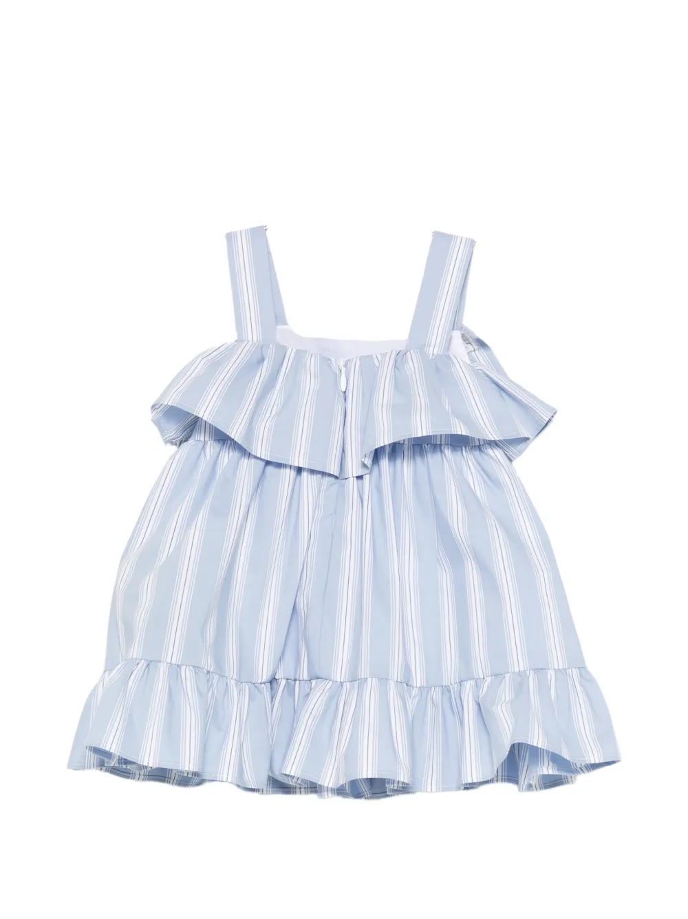  Balmain Kids Striped Ruffled Dress - Blue 