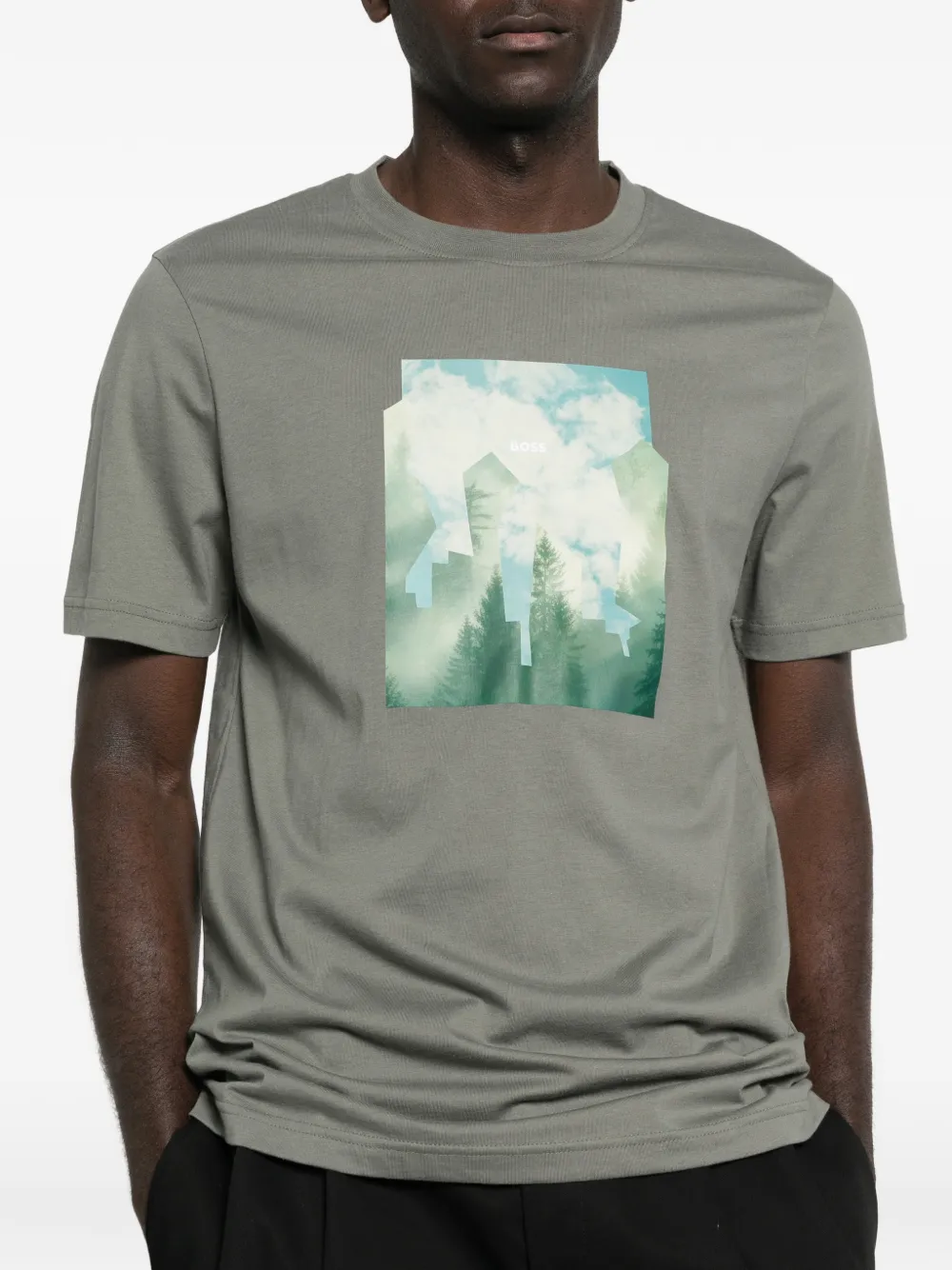 BOSS T-shirt met grafische print Grijs