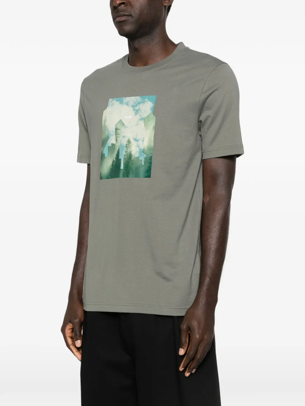 BOSS T-shirt met grafische print Grijs