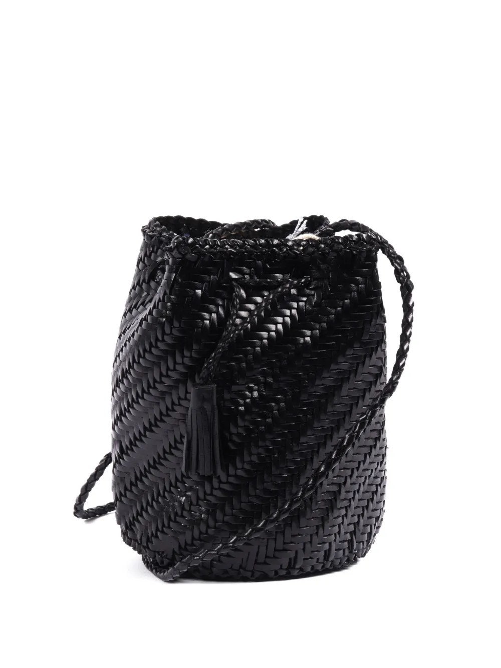 DRAGON DIFFUSION Pompom Double Jump leather bucket bag - Nero