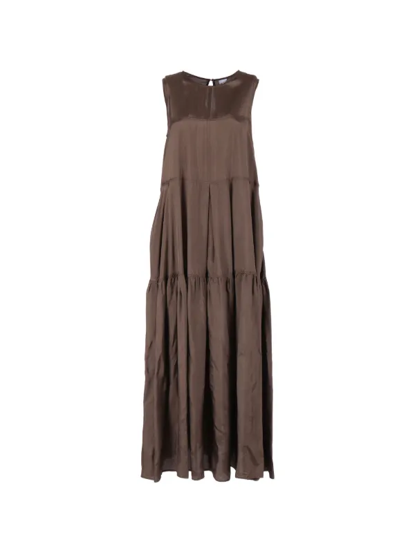 ASPESI Gathered Dress in Brown