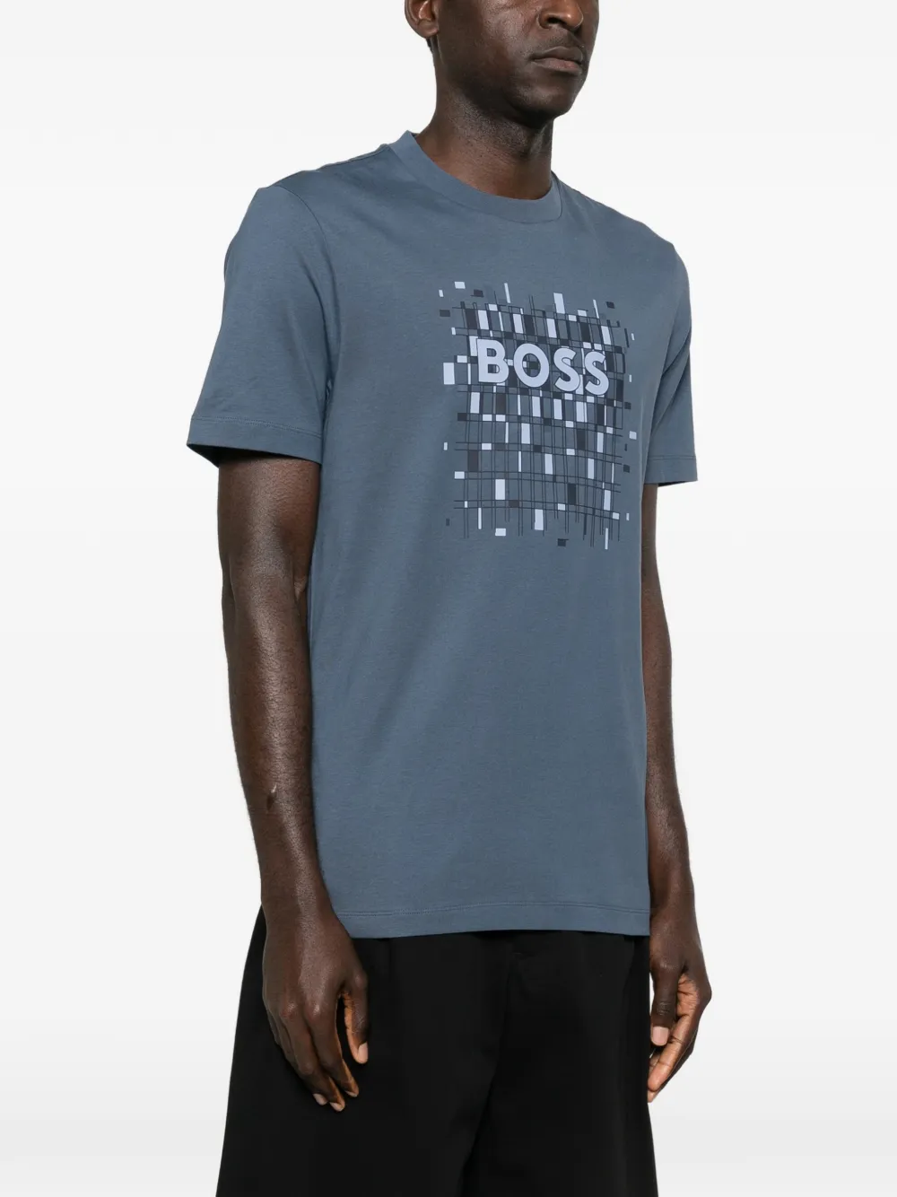 BOSS T-shirt met grafische print Blauw