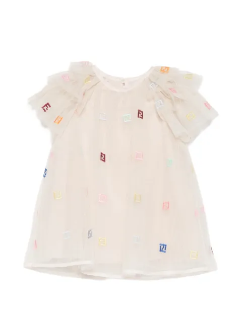Fendi Kids vestido con logo y volantes