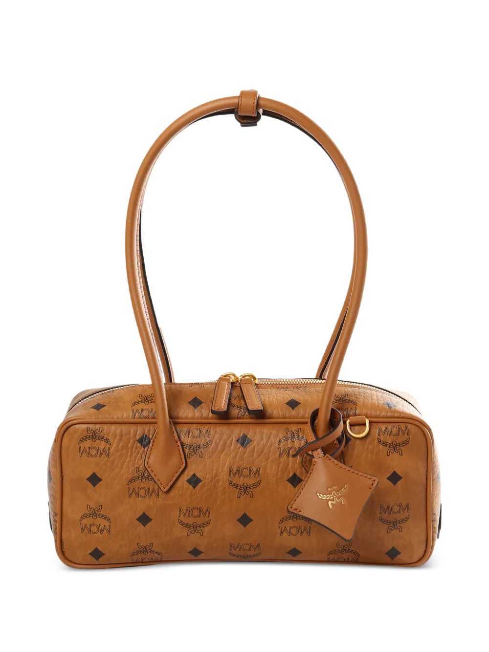 MCM Aren monogram zip shoulder bag - Marrone