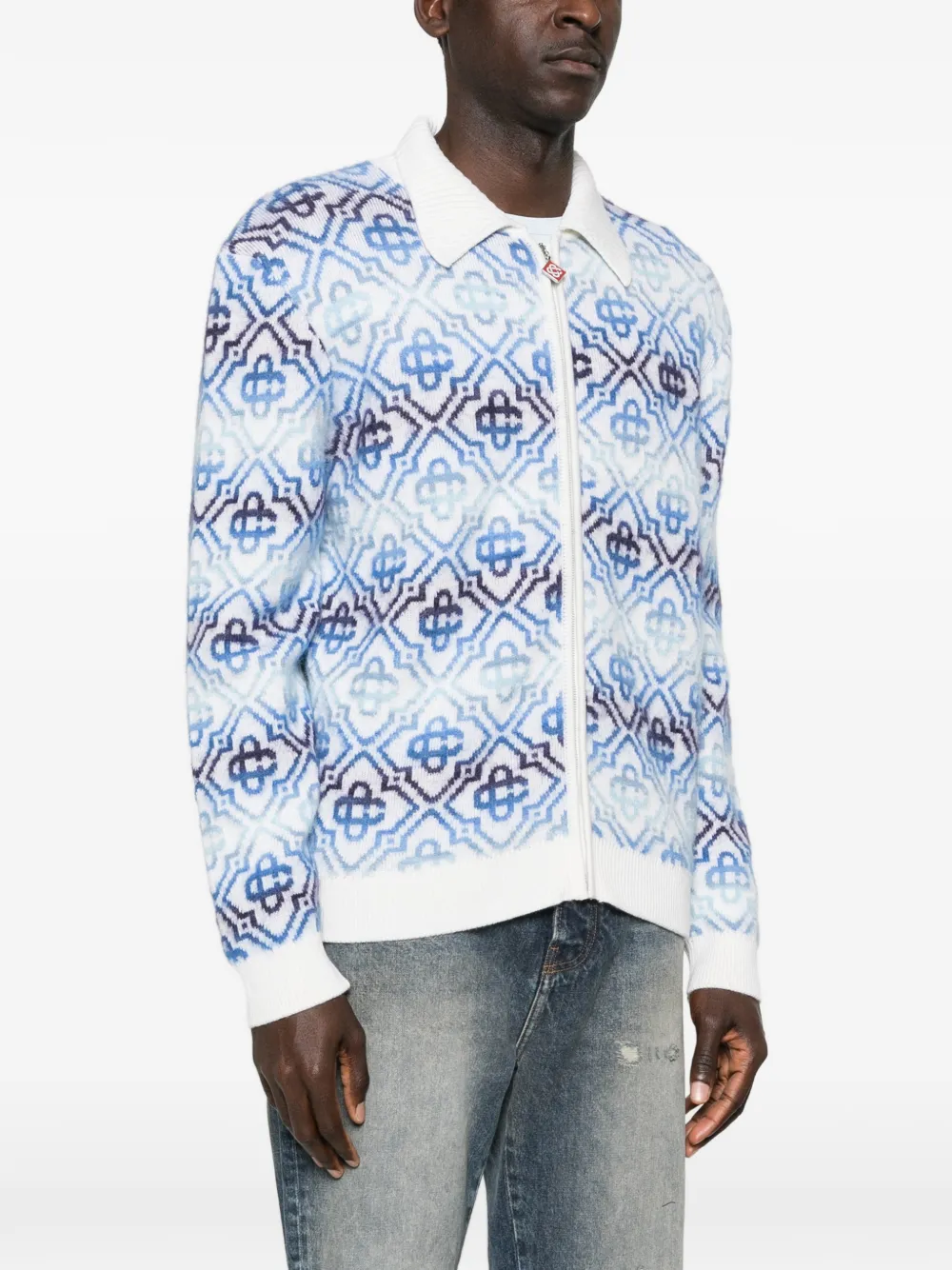 Casablanca Space Dye vest met lange mouwen en monogram Wit