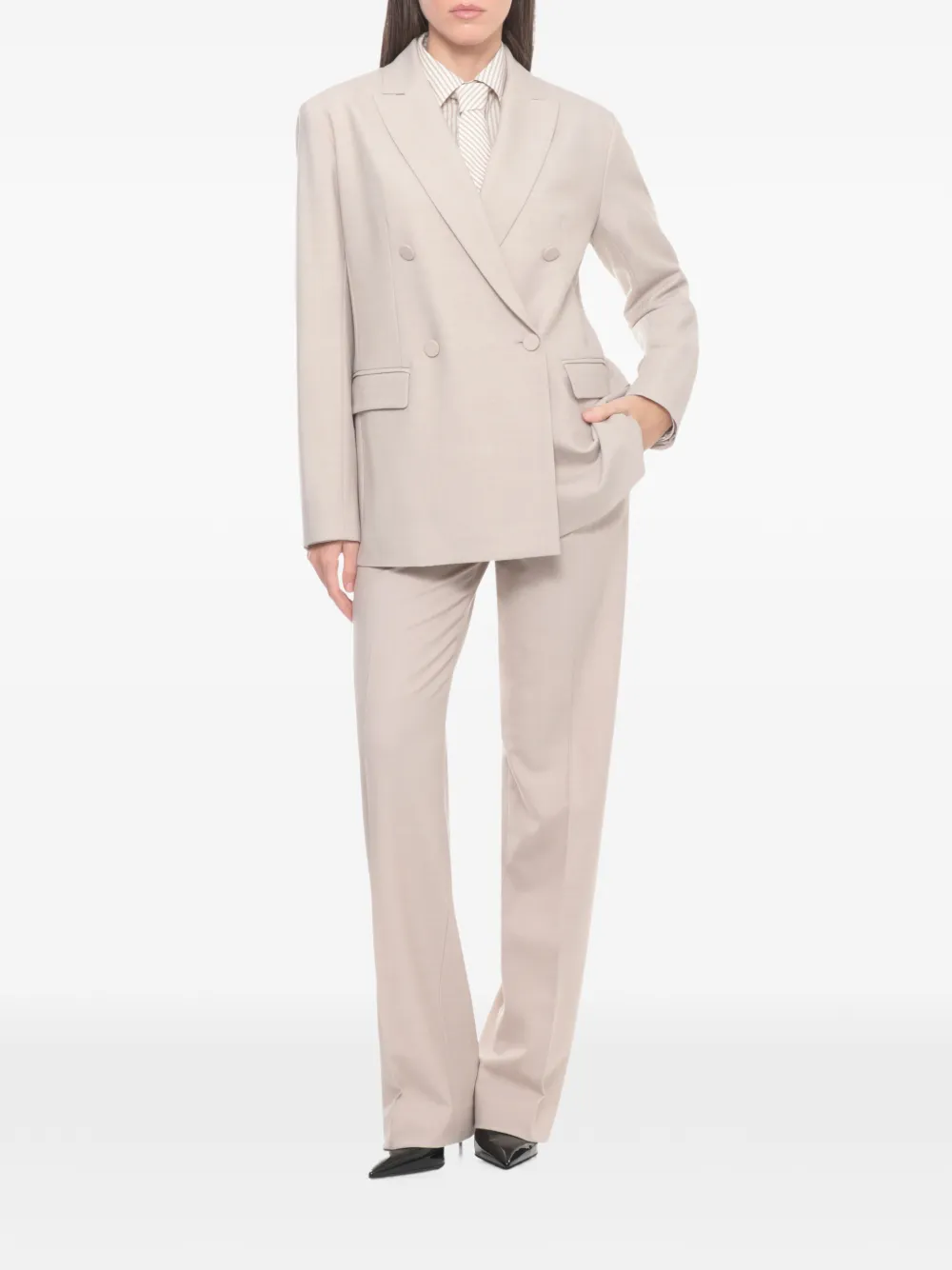  Antonelli Striped Tie Shirt - Neutrals 