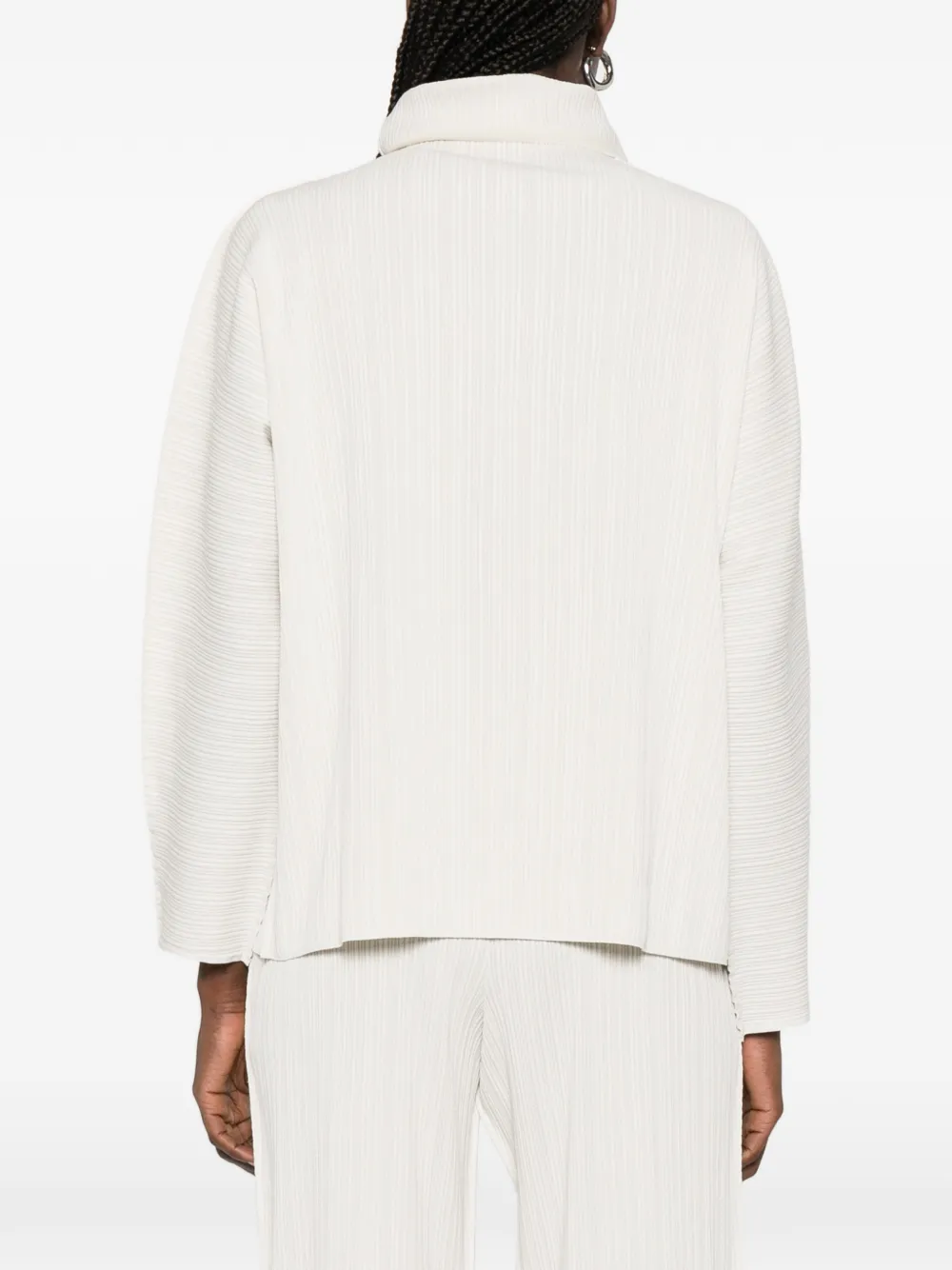 Pleats Please Issey Miyake A-Poc Shell geplooide top met gedrapeerde hals Beige
