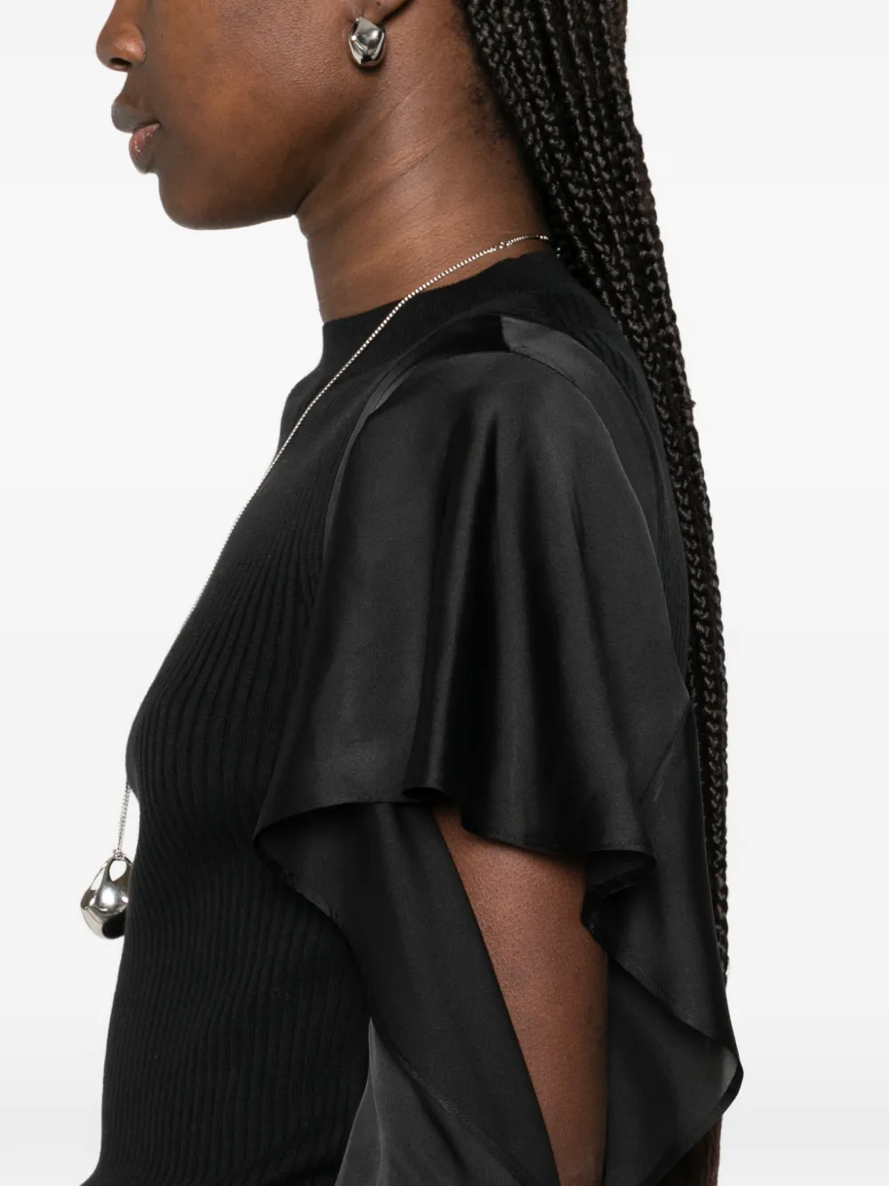 sacai Gebreide top met ruches Zwart