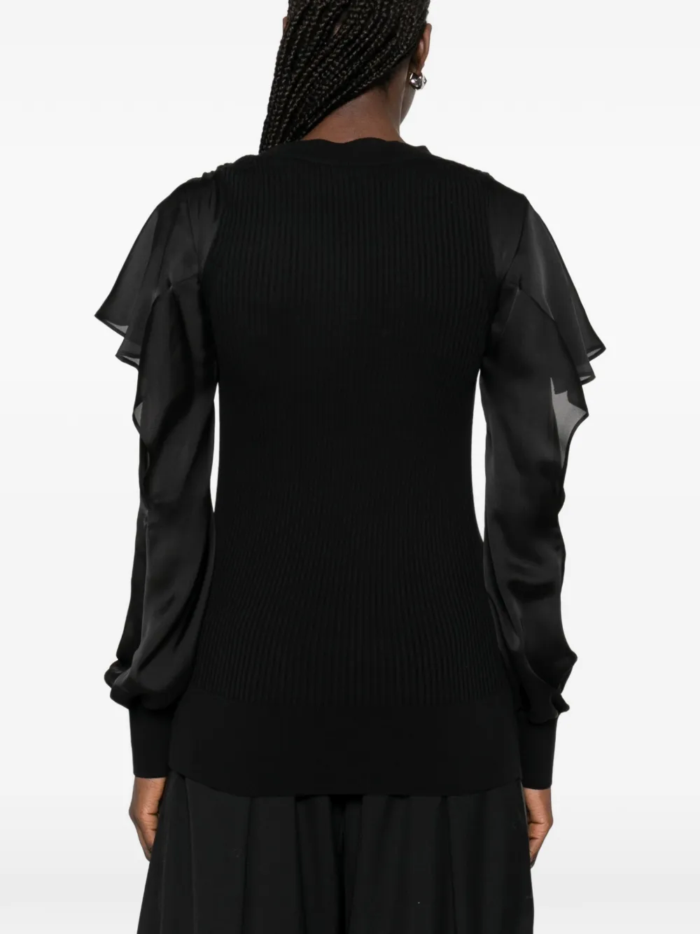 sacai Gebreide top met ruches Zwart