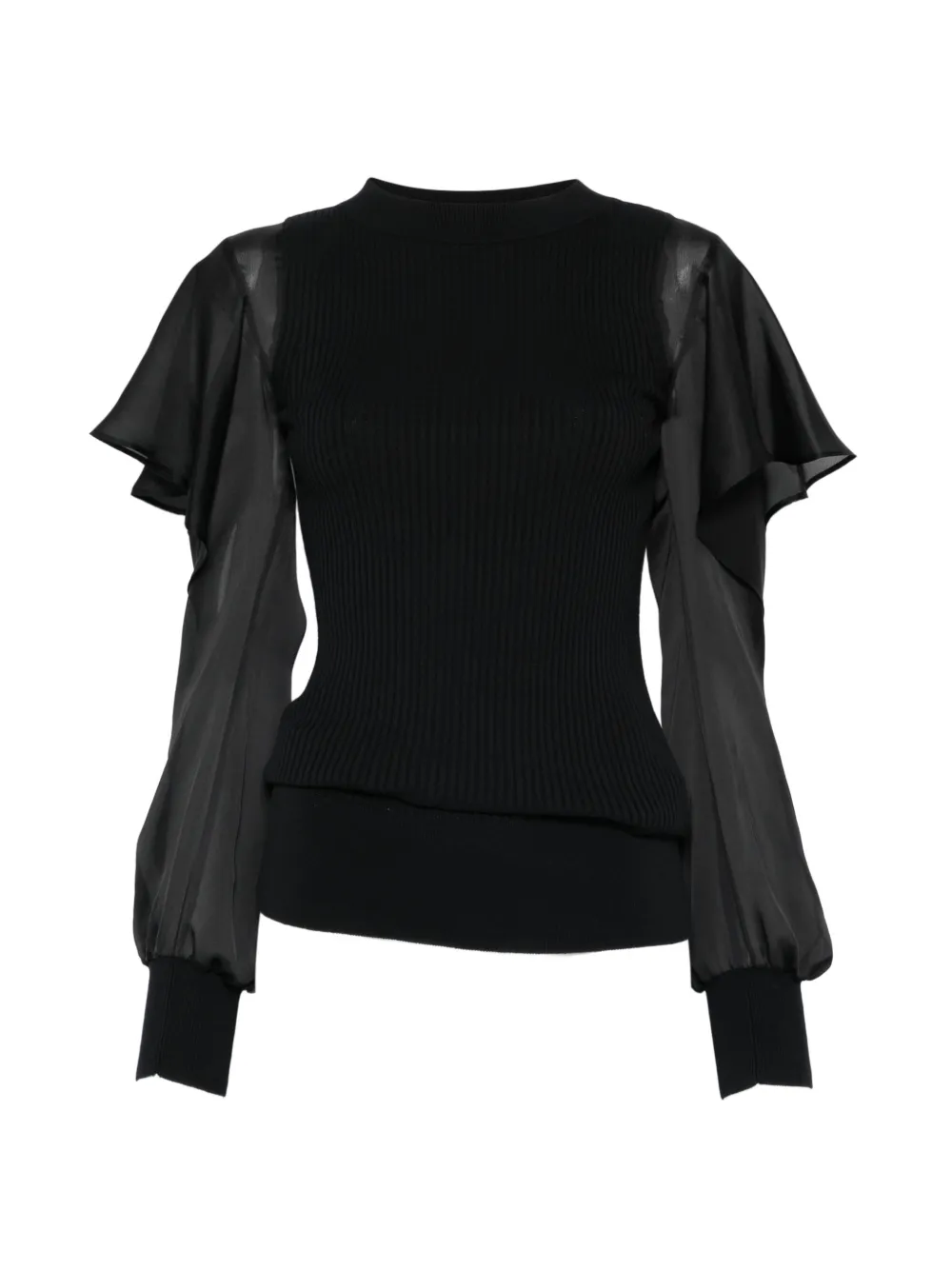 sacai ruffled knitted top - Nero