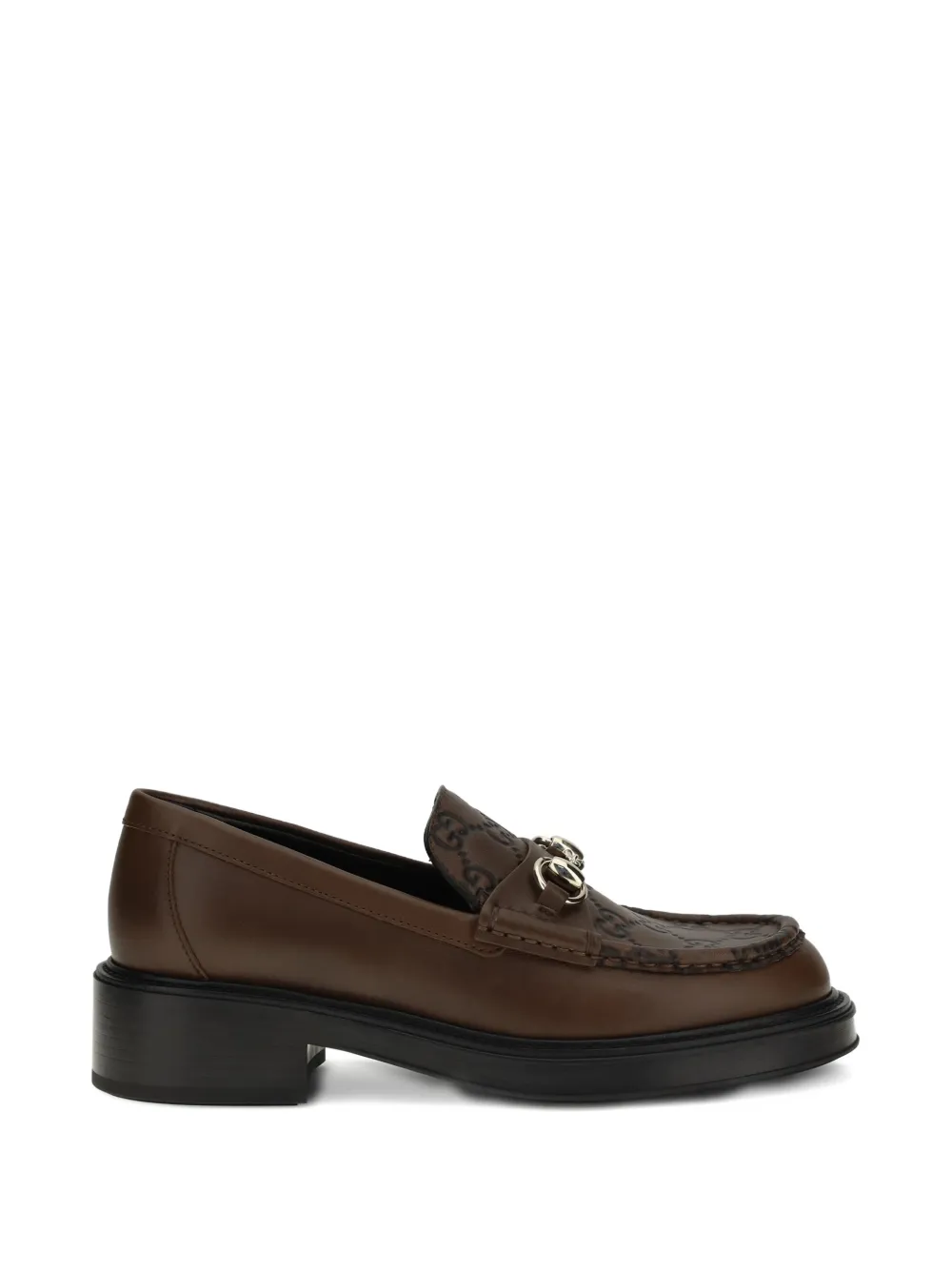 Gucci Horsebit Patterned-leather Loafers In Brown