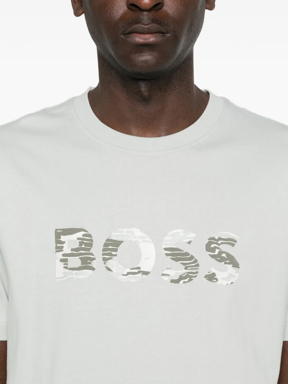 BOSS Regular-fit katoenen jersey T-shirt Grijs