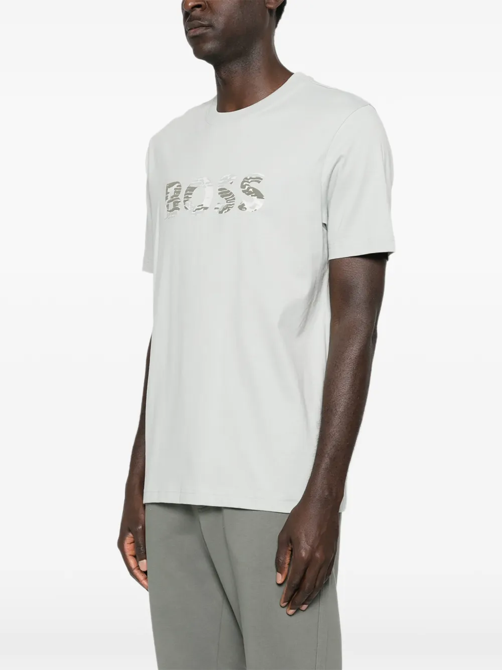 BOSS Regular-fit katoenen jersey T-shirt Grijs