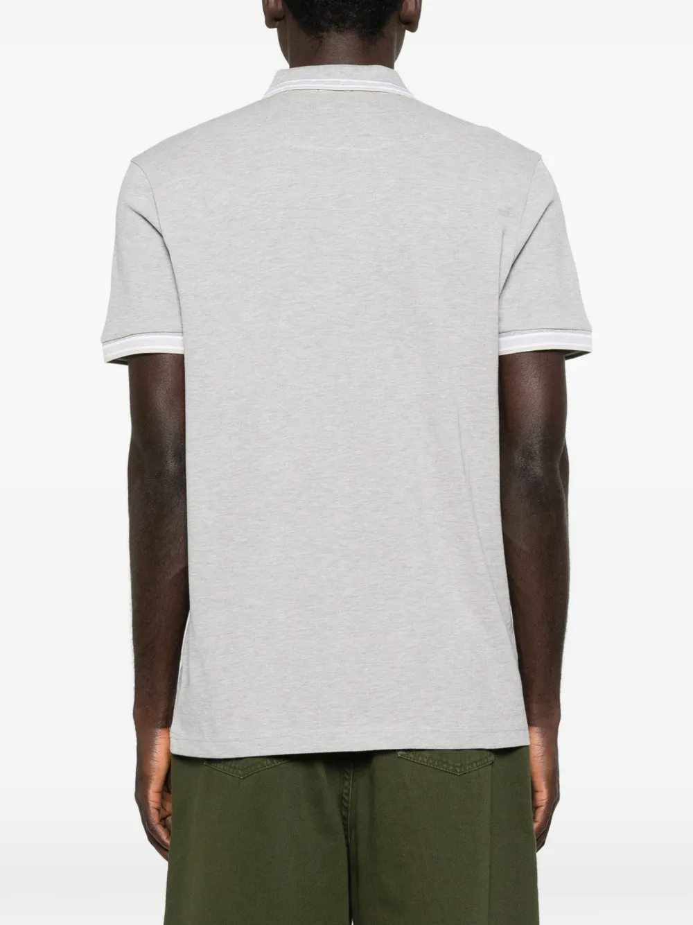 BOSS Poloshirt met gestreepte kraag Grijs