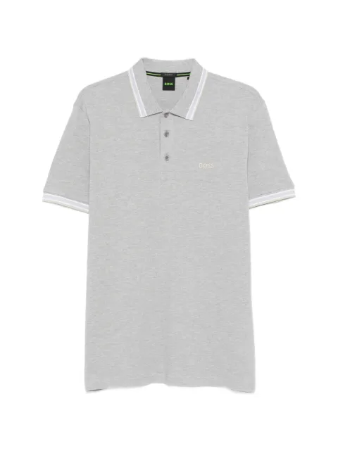 BOSS striped-collar polo shirt