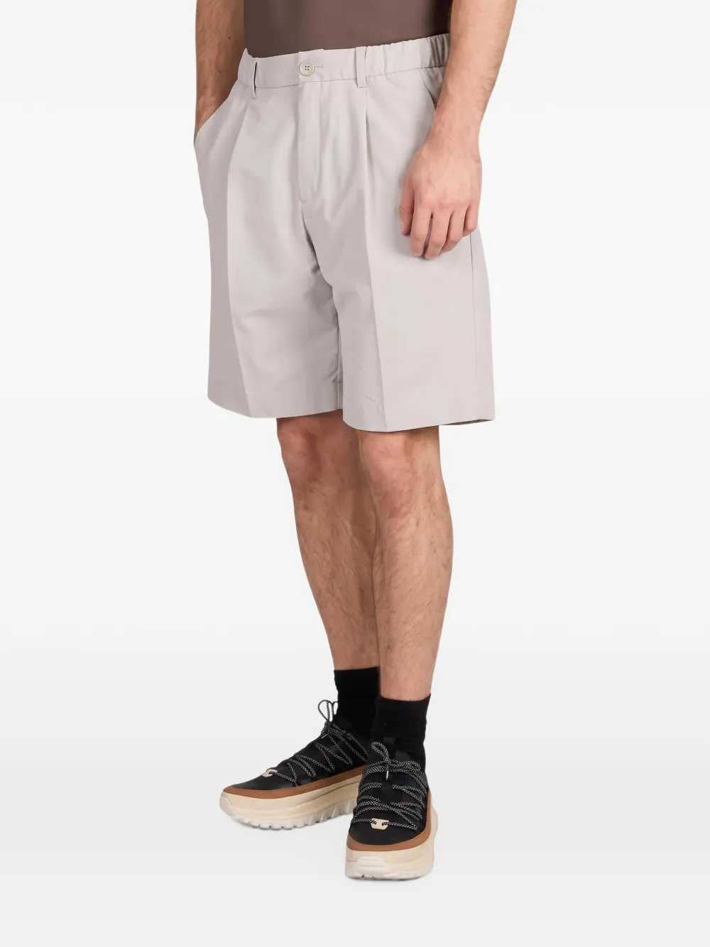 Herno pleated elasticated-waist shorts Beige