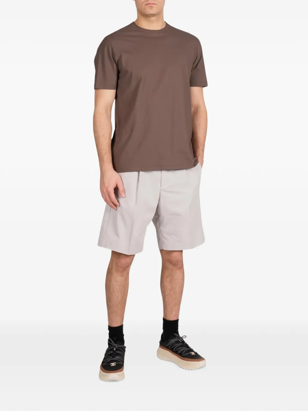 Herno pleated elasticated-waist shorts Beige