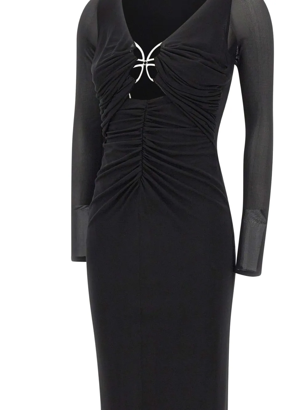 Blumarine Midi-jurk met vlindersluiting en ruches Zwart