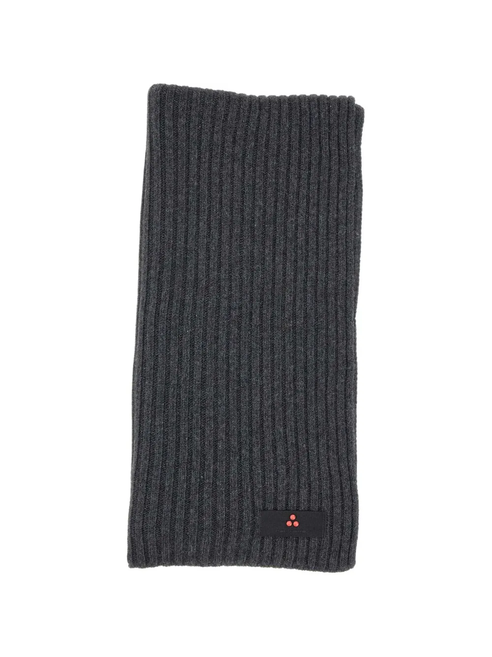 Peuterey ribbed-knit logo-patch scarf - Grigio