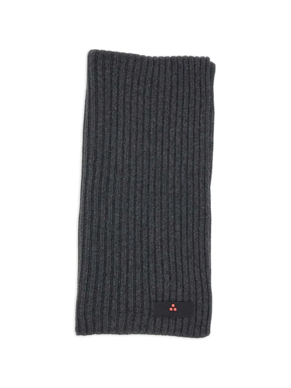 Peuterey ribbed-knit logo-patch scarf - Grigio