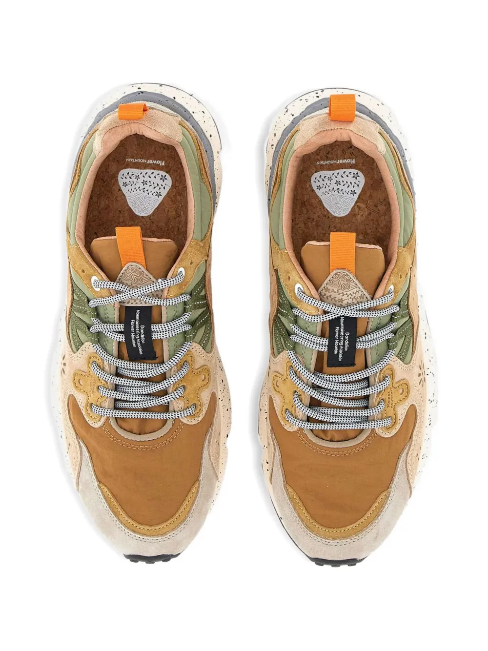 FLOWER MOUNTAIN suede panelled sneakers Bruin