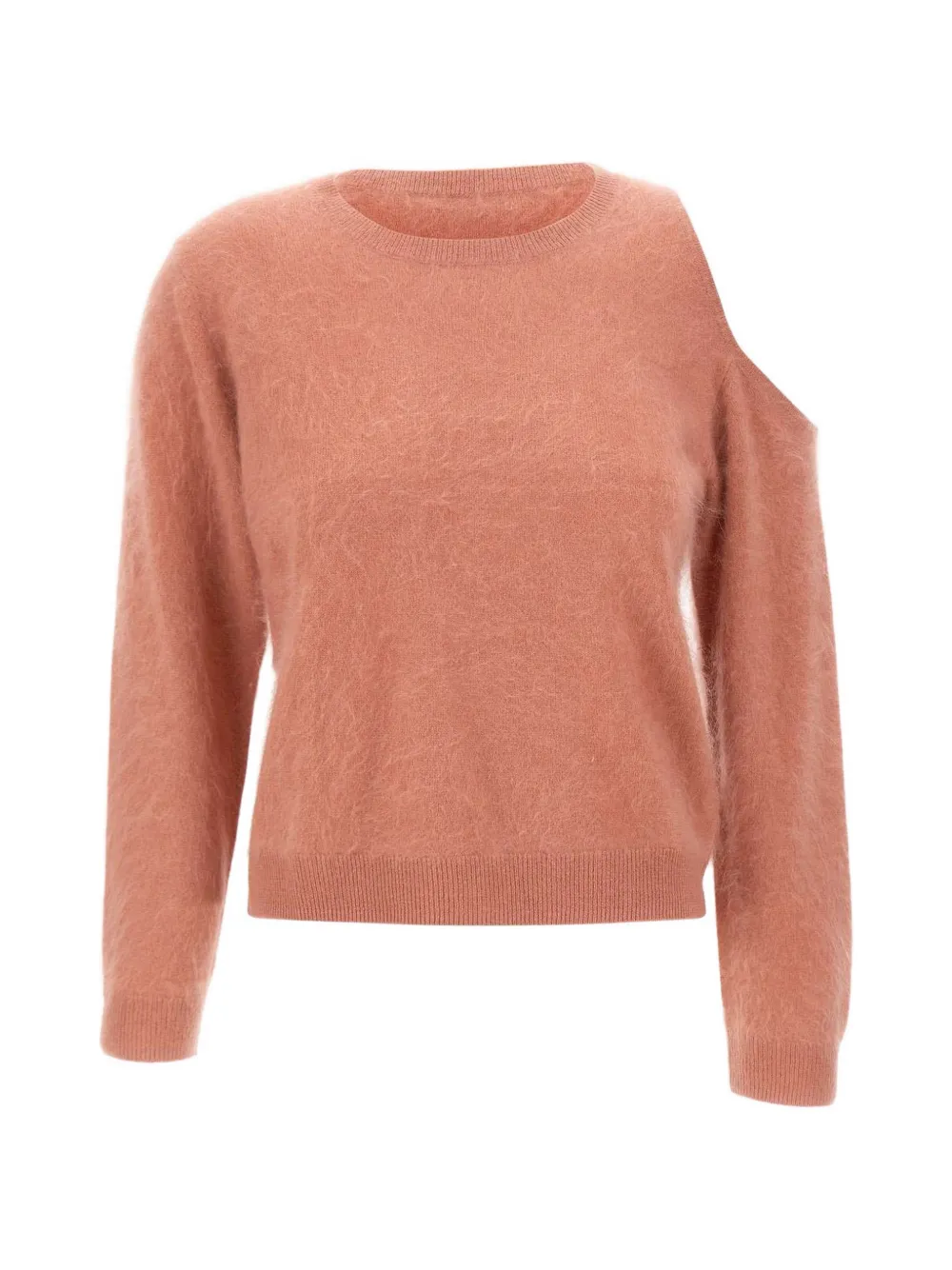 Not Shy Shoulder Cut-out Ribbed Sweater In Pink