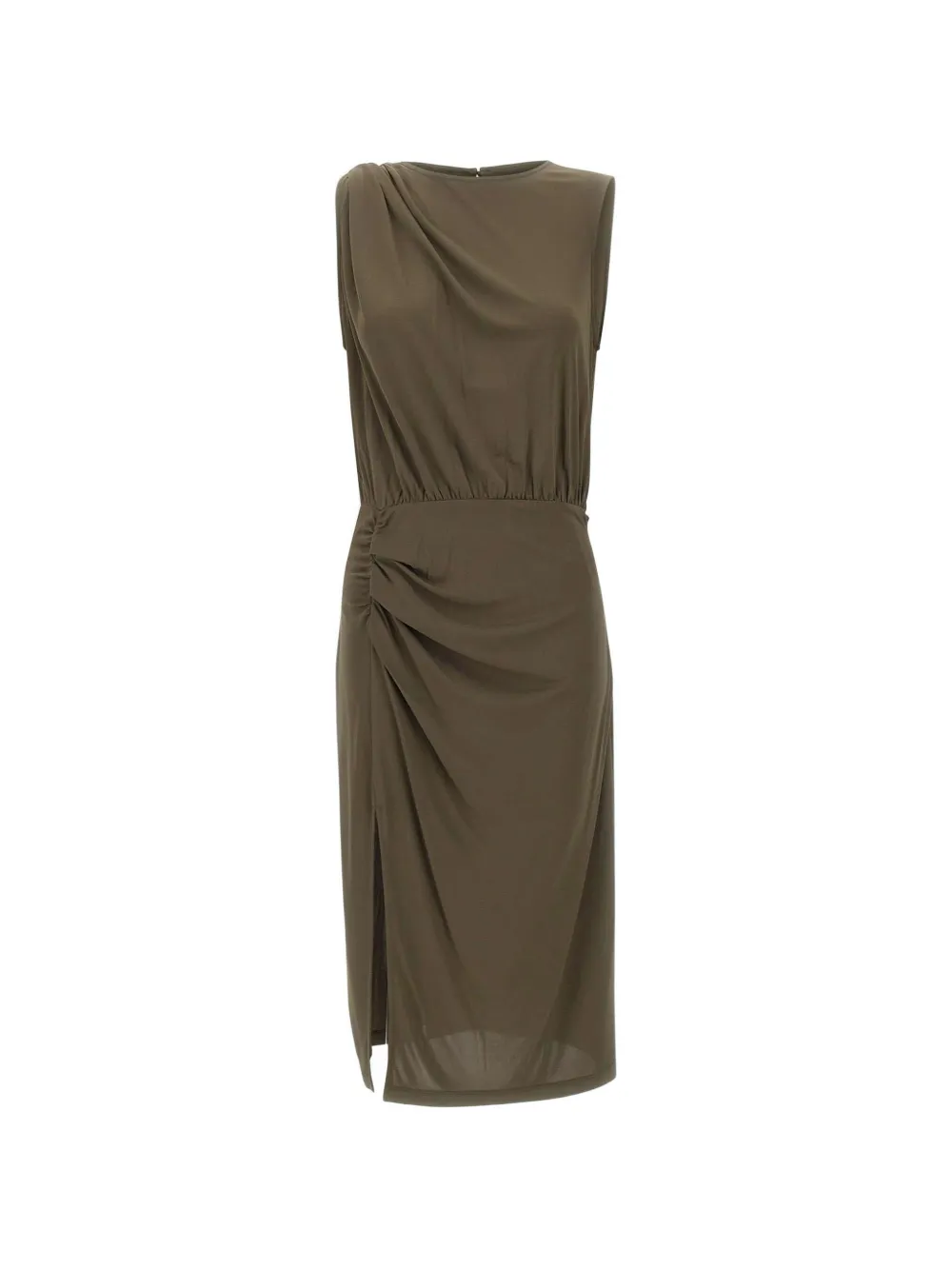 LIU JO slit draped midi dress - Marrone
