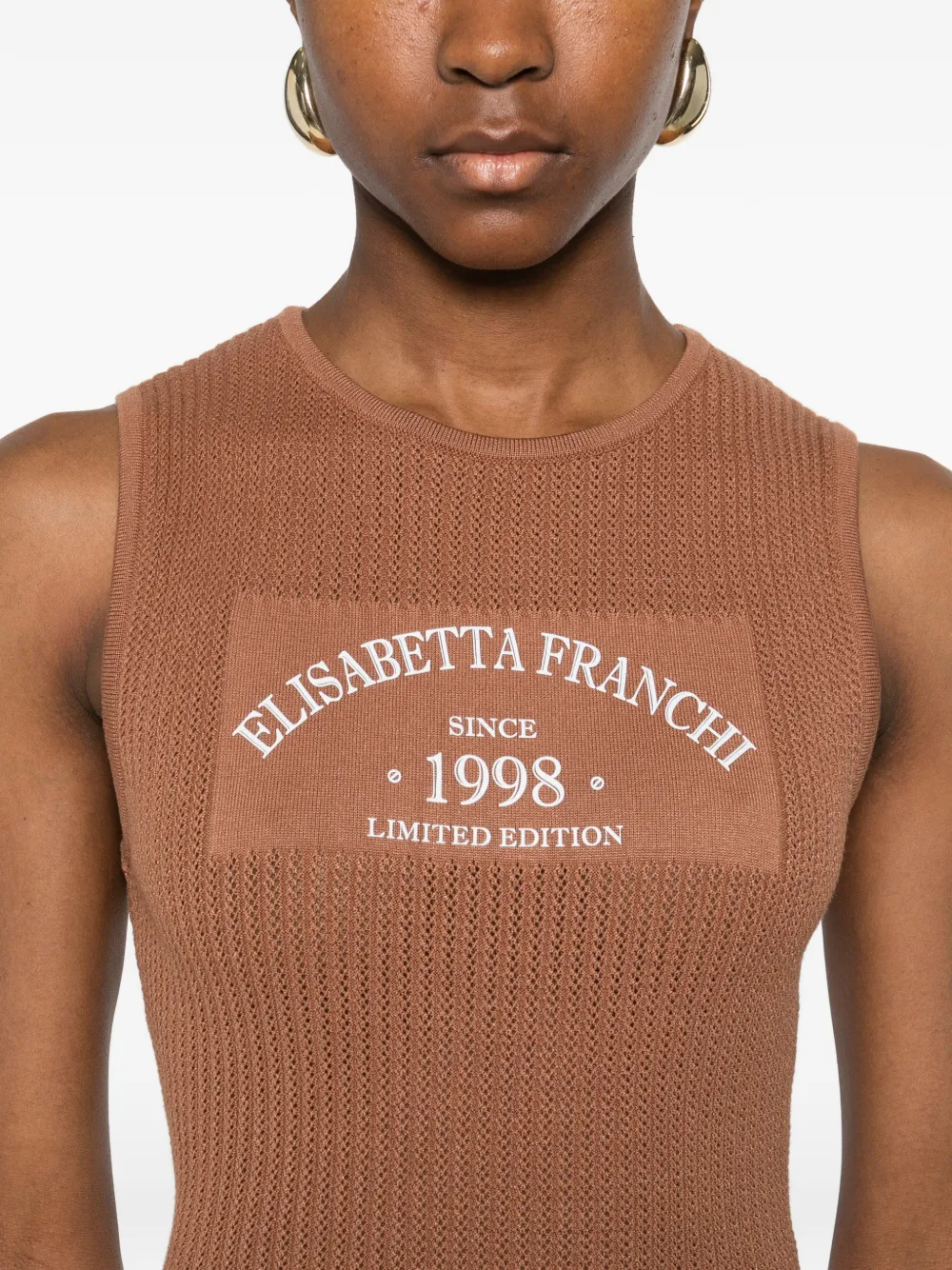Elisabetta Franchi Midi-jurk met ruches Bruin