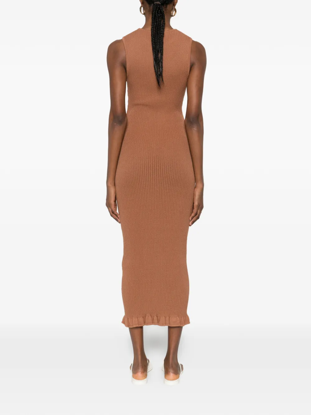 Elisabetta Franchi Midi-jurk met ruches Bruin