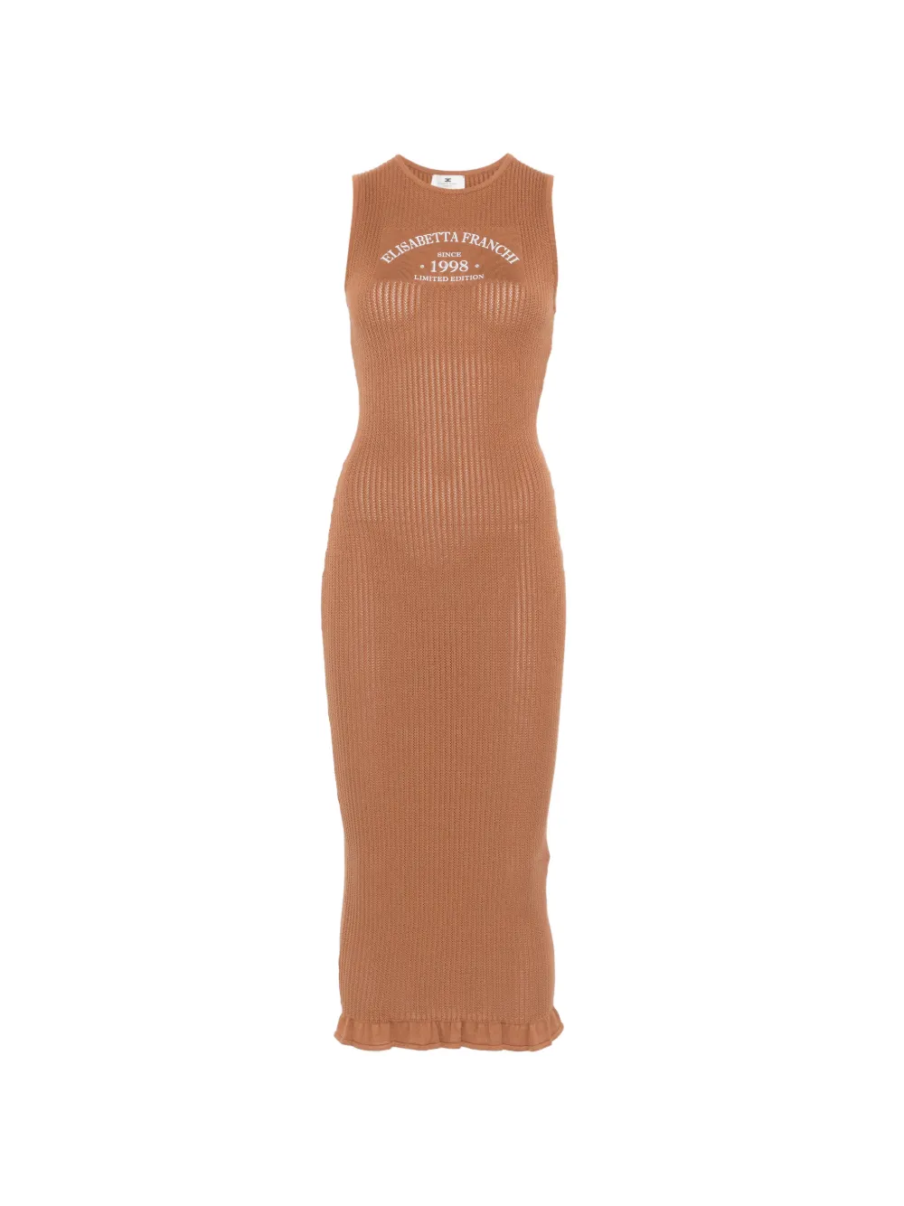 Elisabetta Franchi logo-detail midi dress - Marrone