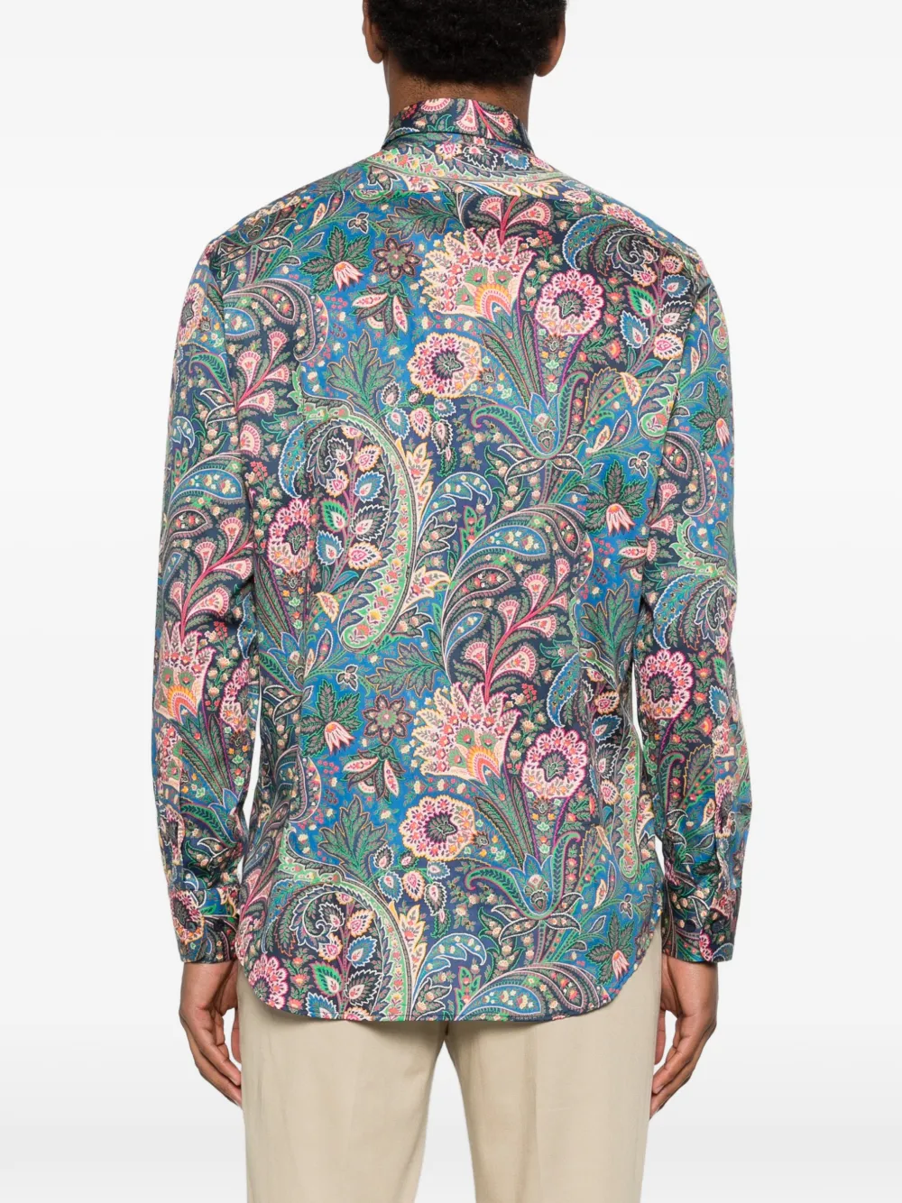 ETRO Overhemd van katoenen mousseline met paisley-patroon Blauw