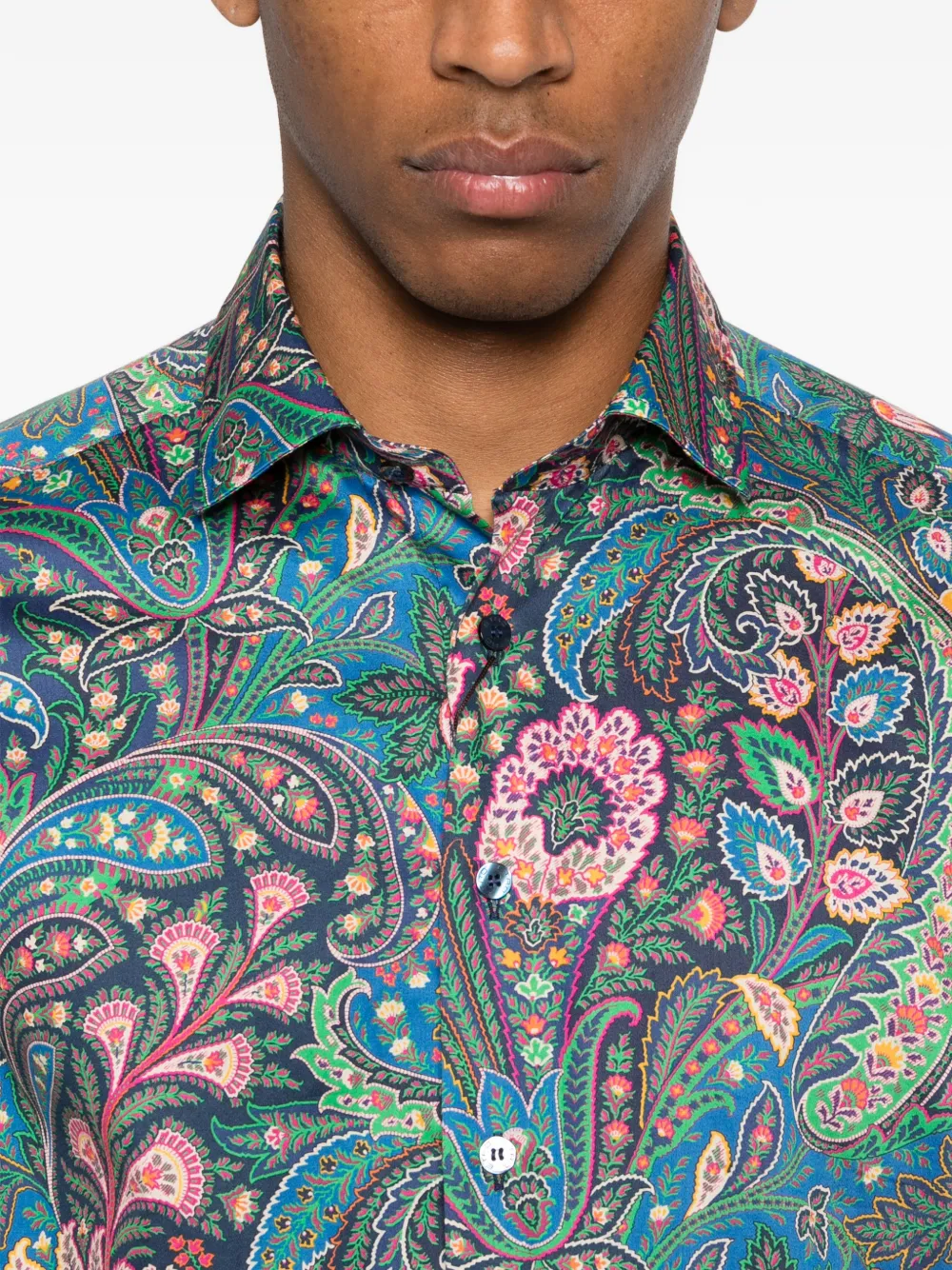 ETRO Overhemd van katoenen mousseline met paisley-patroon Blauw