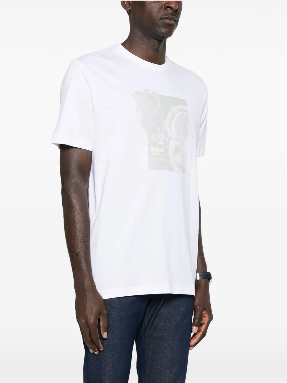 BOSS T-shirt met grafische print Wit