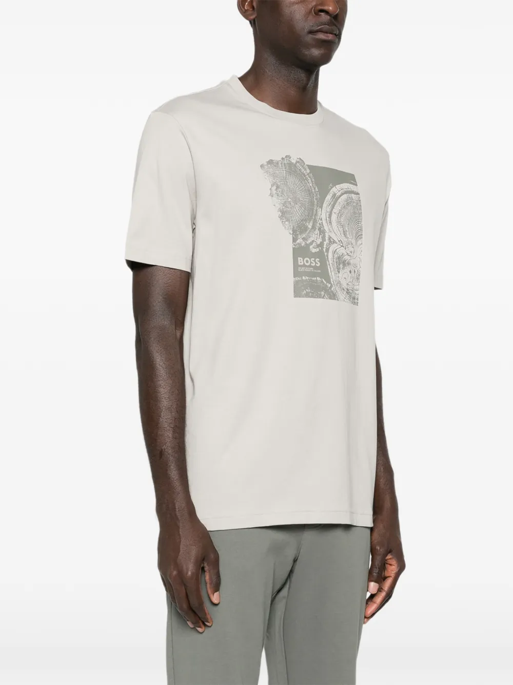 BOSS T-shirt met grafische print Beige