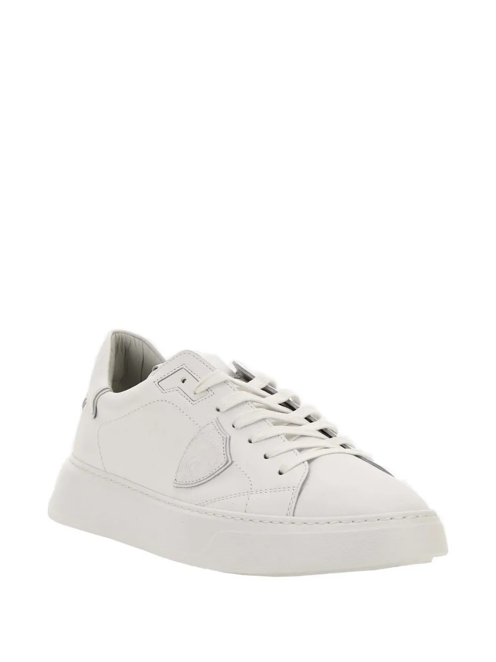 Philippe Model Paris Leren sneakers met logopatch Wit