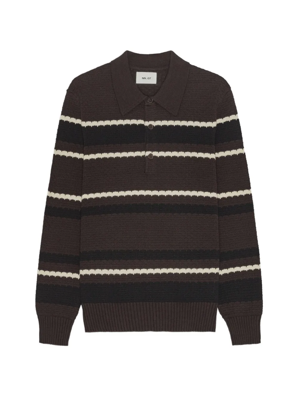 NN07 Alfie striped long-sleeve polo shirt - Marrone